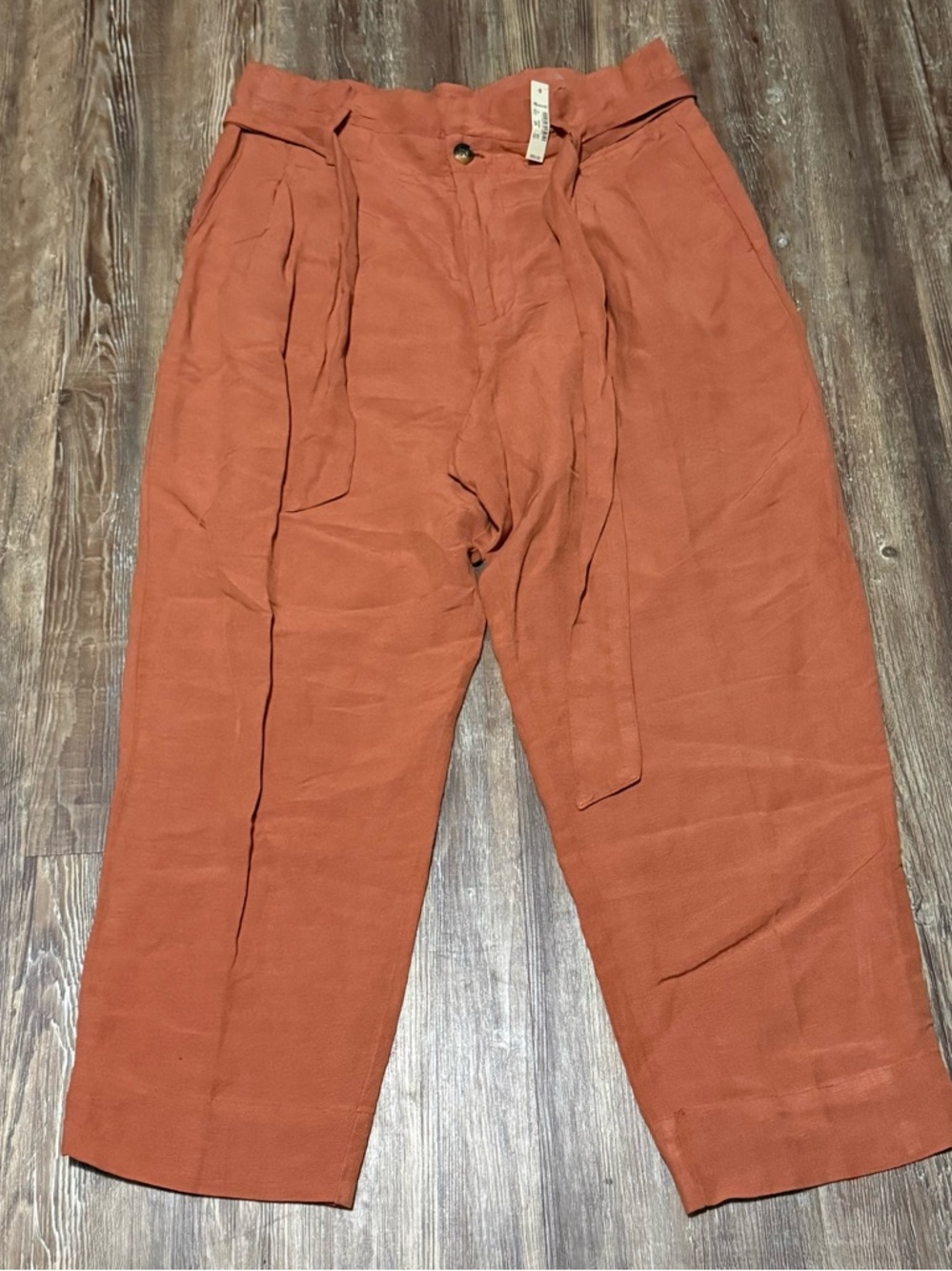 Madewell Burnt Orange Tie-Waist Paperbag Trousers